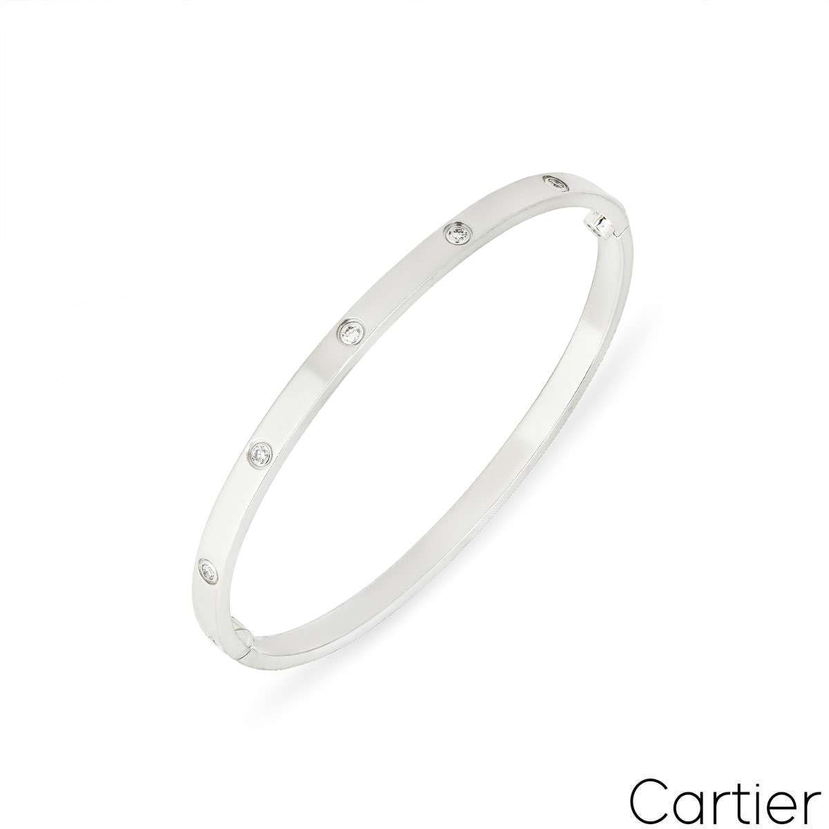Cartier White Gold Full Diamond Love Bracelet SM Size 17 B6048017 Cartier White Gold Full Diamond Love Bracelet SM Size 17 B6048017
